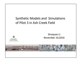 Synthetic Models and Simulations of Pilot 3 in Ash Creek Field