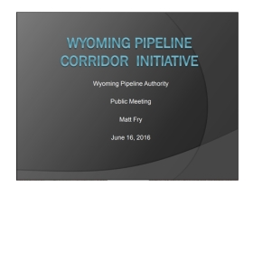 Wyoming Pipeline Corridor Initiative (2016)